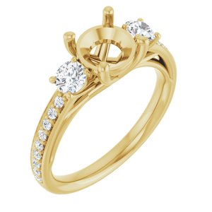 14K Yellow Gold 7 mm Round 1/2 CTW Lab-Grown Diamond Semi-Set Engagement Ring