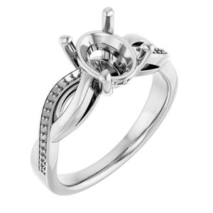 14K White Gold  9x7 mm Oval Engagement Ring Mounting