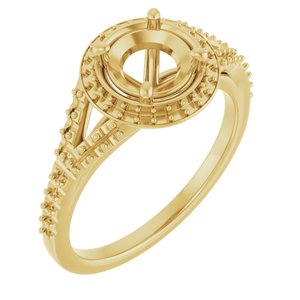 14K Yellow Gold  6.5 mm Round Engagement Ring Mounting