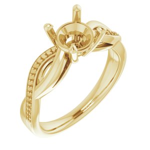 14K Yellow Gold  7 mm Round Engagement Ring Mounting
