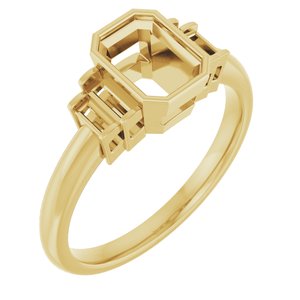 14K Yellow Gold 7x5 mm Emerald Engagement Ring Mounting