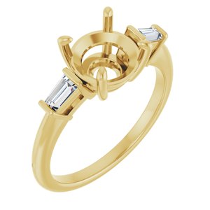14K Yellow Gold 8 mm Round 1/5 CTW Natural Diamond Semi-Set Engagement Ring