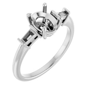 Platinum  8x6 mm Oval Engagement Ring Mounting