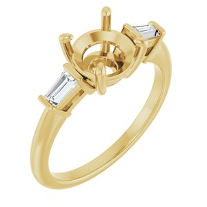 14K Yellow Gold 7.4 mm Round 1/5 CTW Lab-Grown Diamond Semi-Set Engagement Ring