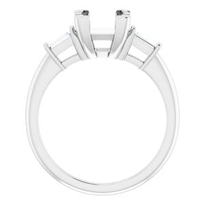 Platinum 6x6 mm Square 1/5 CTW Natural Diamond Semi-Set Engagement Ring