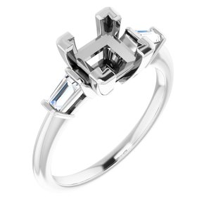 Platinum 6x6 mm Square 1/5 CTW Natural Diamond Semi-Set Engagement Ring