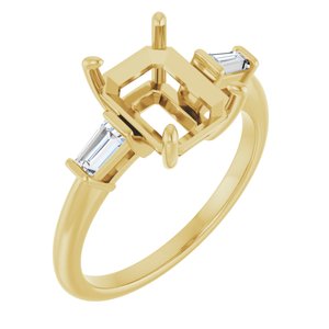 14K Yellow Gold 9x7 mm Emerald 1/5 CTW Lab-Grown Diamond Semi-Set Engagement Ring