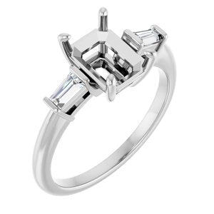 Platinum 8x6 mm Emerald 1/5 CTW Lab-Grown Diamond Semi-Set Engagement Ring