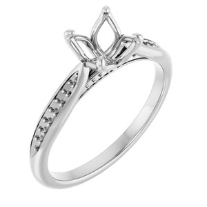 14K White Gold  6.5 mm Round Engagement Ring Mounting