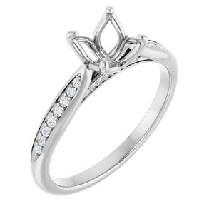 14K White Gold 6.5 mm Round 1/8 CTW Natural Diamond Semi-Set Engagement Ring
