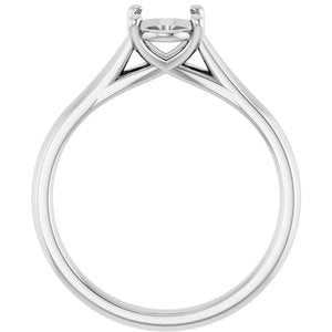 14K White Gold 8x6 mm Oval Solitaire Engagement Ring Mounting 