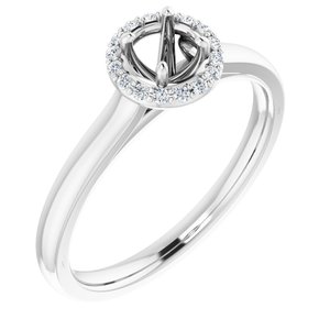 14K White Gold 4.1 mm Round 0.06  CTW Natural Diamond Semi-Set Engagement Ring