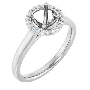 14K White Gold 6 mm Round .08 CTW Natural Diamond Semi-Set Engagement Ring