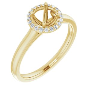 14K Yellow Gold 5.2 mm Round .08 CTW Natural Diamond Semi-Set Engagement Ring