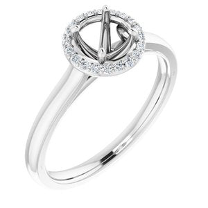14K White Gold 5.2 mm Round .08 CTW Natural Diamond Semi-Set Engagement Ring