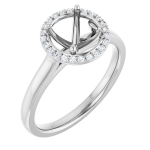 14K White Gold 7 mm Round 1/10 CTW Lab-Grown Diamond Semi-Set Engagement Ring