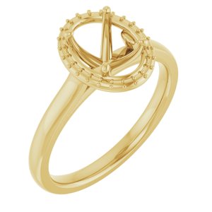 14K Yellow Gold 8x6 mm Oval Halo-Style Engagement Ring Mounting