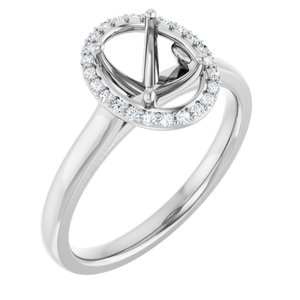 14K White Gold 8x6 mm Oval 1/10 CTW Natural Diamond Semi-Set Engagement Ring