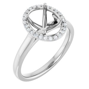 14K White Gold 9x7 mm Oval 1/10 CTW Lab-Grown Diamond Semi-Set Engagement Ring