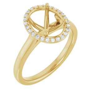 14K Yellow Gold 9x7 mm Oval 1/10 CTW Lab-Grown Diamond Semi-Set Engagement Ring
