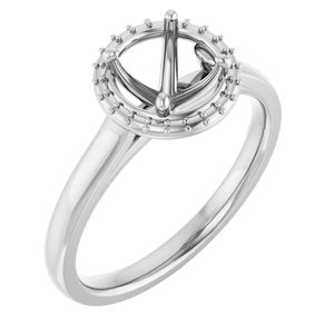 14K White Gold 6.5 mm Round Halo-Style Engagement Ring Mounting