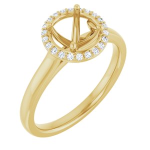 14K Yellow Gold 6.5 mm Round 1/10 CTW Natural Diamond Semi-Set Engagement Ring