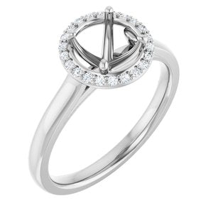 14K White Gold 6.5 mm Round .08 CTW Natural Diamond Semi-Set Engagement Ring