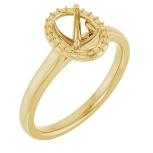 14K Yellow Gold 7x5 mm Oval Halo-Style Engagement Ring Mounting