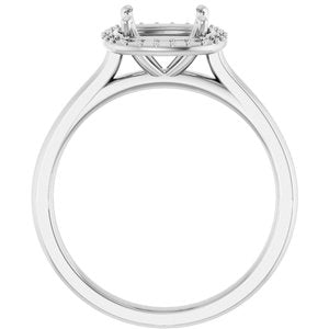 10K White Gold 7 mm Cushion Halo-Style Engagement Ring Mounting