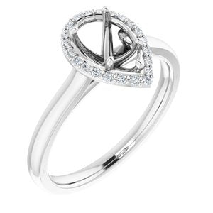 14K White Gold 8x5 mm Pear .08 CTW Natural Diamond Semi-Set Engagement Ring
