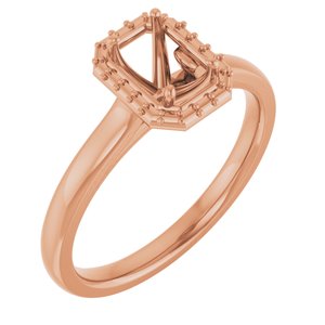 10K Rose Gold 6x4 mm Emerald Halo-Style Engagement Ring Mounting