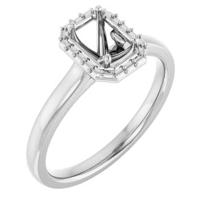 14K White Gold 6x4 mm Emerald Halo-Style Engagement Ring Mounting
