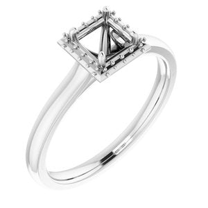 14K White Gold 4 mm Square Halo-Style Engagement Ring Mounting
