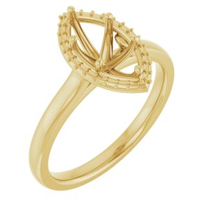 14K Yellow Gold 10x5 mm Marquise Halo-Style Engagement Ring Mounting