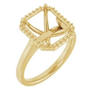 14K Yellow Gold 10x8 mm Emerald Halo-Style Engagement Ring Mounting