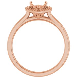 14K Rose Gold 9x6 mm Pear Halo-Style Engagement Ring Mounting