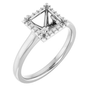 14K White Gold 5.5 mm Square Halo-Style Engagement Ring Mounting