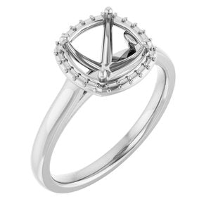 10K White Gold 7 mm Cushion Halo-Style Engagement Ring Mounting