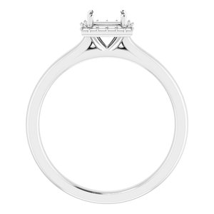 14K White Gold 4 mm Square Halo-Style Engagement Ring Mounting