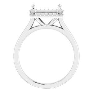 14K White Gold 8 mm Square Halo-Style Engagement Ring Mounting