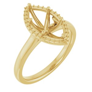14K Yellow Gold 12x6 mm Marquise Halo-Style Engagement Ring Mounting