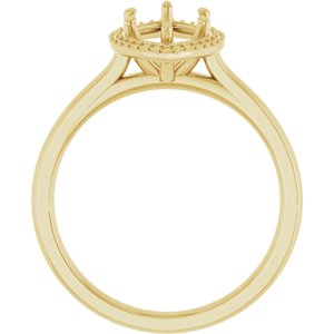14K Yellow Gold 12x6 mm Marquise Halo-Style Engagement Ring Mounting