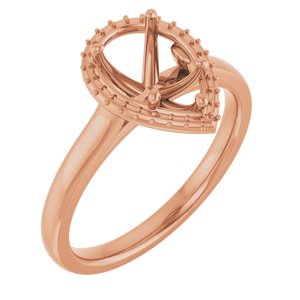 14K Rose Gold 9x6 mm Pear Halo-Style Engagement Ring Mounting