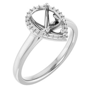14K White Gold 9x6 mm Pear Halo-Style Engagement Ring Mounting
