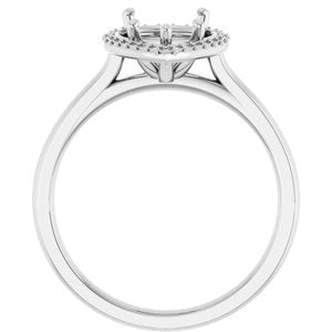 14K White Gold 10x7 mm Pear Halo-Style Engagement Ring Mounting