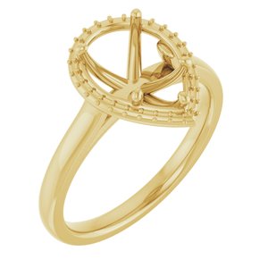 14K Yellow Gold 10x7 mm Pear Halo-Style Engagement Ring Mounting