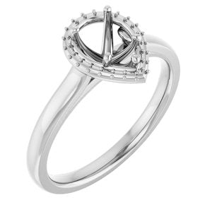 14K White Gold 7x5 mm Pear Halo-Style Engagement Ring Mounting