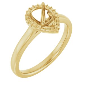 14K Yellow Gold 7x5 mm Pear Halo-Style Engagement Ring Mounting