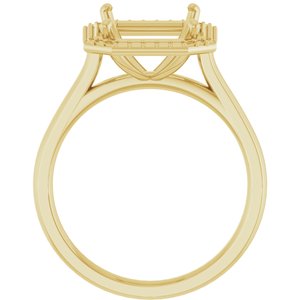 14K Yellow Gold 11x9 mm Emerald Halo-Style Engagement Ring Mounting