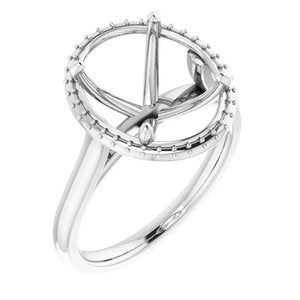 14K White Gold 12x10 mm Oval Halo-Style Engagement Ring Mounting